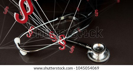 Vector icon of section symbol against metal black stethoscope in the dark
