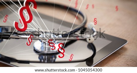 Vector icon of section symbol against stethoscope on digital tablet