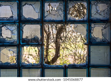 View through the shuttered block window