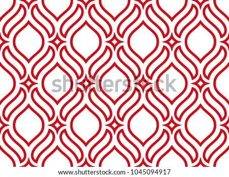 The geometric pattern with wavy lines. Seamless vector background. White and red texture. Simple lattice graphic design Royalty-Free Stock Photo #1045094917