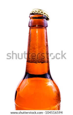Sweaty bottle of beer. Isolated on white background