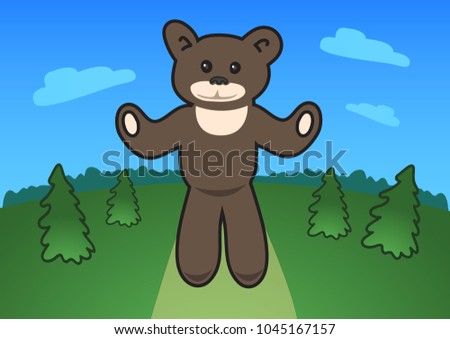 bear toy cartoon landscape
