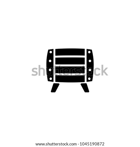 Wooden Barrel. Flat Vector Icon. Simple black symbol on white background