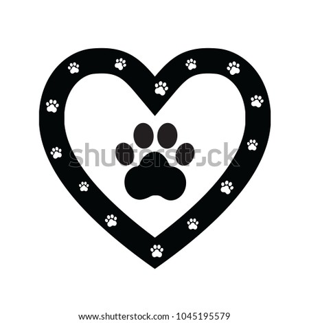 Dog paw sign icon in heart. Pets symbol.Vector illustration