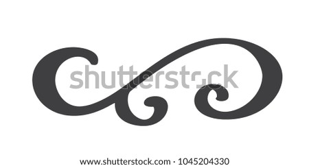 Vintage hand drawn flourish separator Calligraphy elements symbol linked, join, passion and wedding. Template for t shirt, card, poster. Design flat element of valentine day. Vector illustration