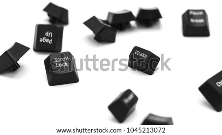 black keyboard button wake isolated on white background