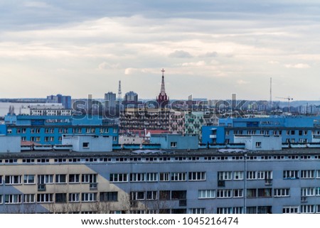 Panoramic view from the roof of the house to the city of Wroclaw, Poland, Wroclaw. Beautiful view from the roof.