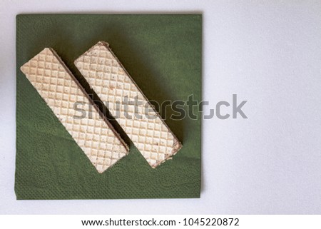 Waffles lying on a napkin