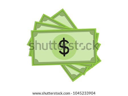 Dollar paper money icon flat design vector illustration isolated on white background. business currency