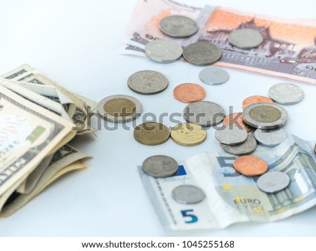 Money exchange coins cash bills
