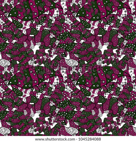 Elegant decorative ornament for fashion print, scrapbook, wrapping paper, wallpaper. Images on a purple, black and green colors Vector illustration.