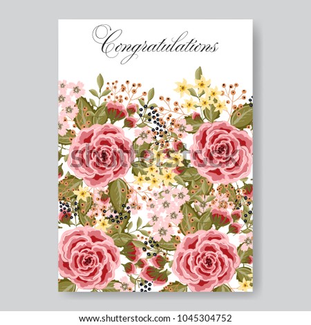 Wedding invitation rose floral vector printable template card