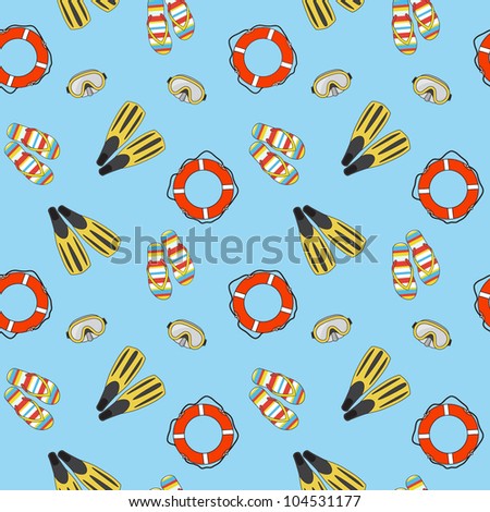 Vector underwater summer background, seamless pattern
