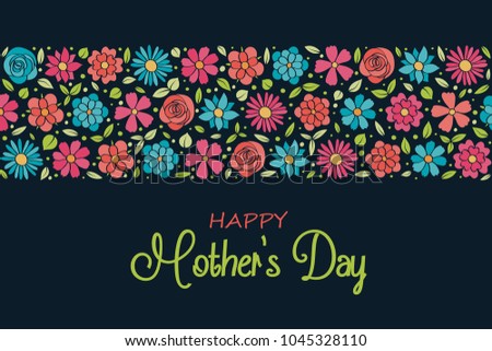 Multicolored card for Mother's Day - floral concept. Vector.