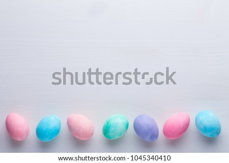 Pink pastel Easter eggs background. Spring greating card.