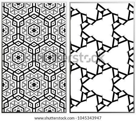Seamless patterns set. Geometric ornaments. Abstract backgrounds. Vector illustration.