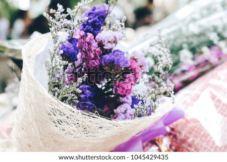 Violet flower bouquet in vintage style.