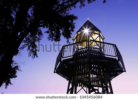 river lighthouse, river beacon, river lighthouse in the city Kolín, Czech Republic