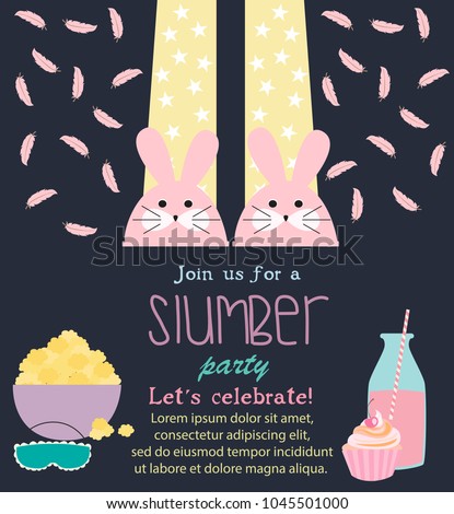 Pajama Sleepover Kids' Party Invitation Card or Poster Template.