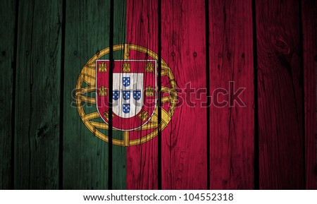 Portugal flag painted on wood background