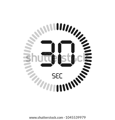 The 30 seconds, stopwatch vector icon, digital timer. clock and watch, timer, countdown symbol. Royalty-Free Stock Photo #1045539979