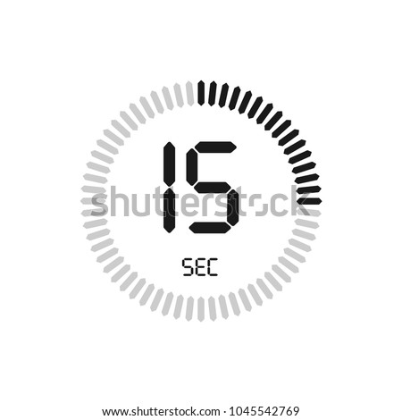 The 15 seconds, stopwatch vector icon, digital timer. Clock and watch, timer, countdown symbol.  Royalty-Free Stock Photo #1045542769