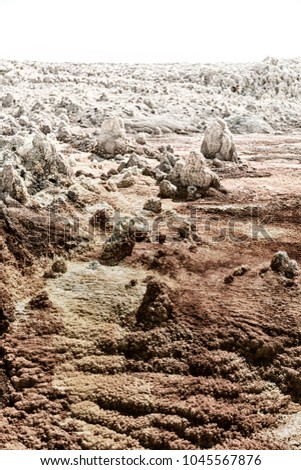 in  danakil ethiopia africa  the volcanic depression  of dallol lake and acid sulfer like in mars