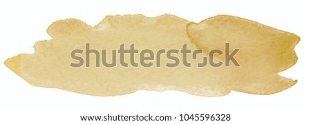 brown splash watercolor hand drawn paper texture torn isolated stain on white background for design, decoration. Water nature abstract colorful paint striped shape element for banner, template