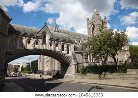 Christ Church Cathedral and bridge to former Synod Hall Royalty-Free Stock Photo #1045615933