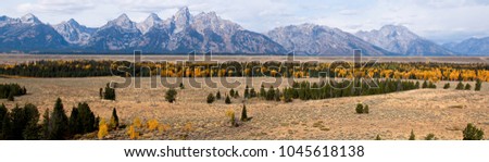 View of Grand Teton and Mount Moran in Wyoming in the USA

