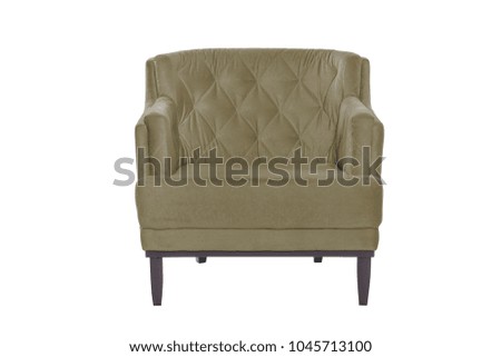 Beaultiful blue armchair. Modern designer chair on white background. Texture chair.