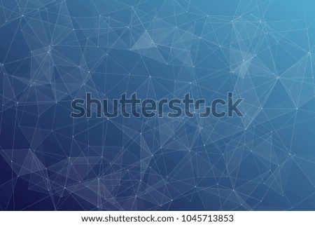 Abstract dark blue technology background, polygonal structure connecting points, vector illustration
