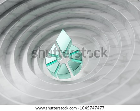 Mint Bitshares Symbol in the Center of White Marble Circles. 3D Illustration of Mint Color Bitshares Logo for the Medical Concept and News.