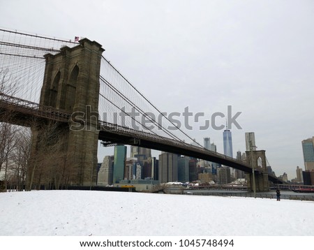 Brooklyn Bridge sights from Dumbo - Manhattan Skyline in winter (NYC, USA)