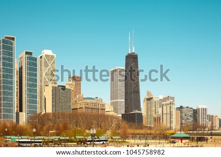 Lake shore and Milton Lee Olive Park, Chicago, Illinois, USA