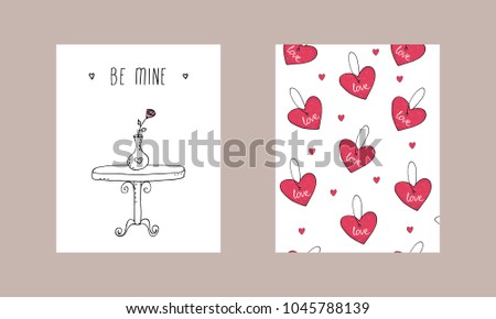 Cute hand drawn Valentine's day card. vector print.