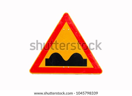 Uneven Road Sign Without Pole, isolated on white