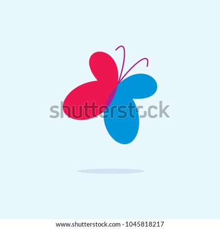 Butterfly with multi-colored wings. Vector illustration. Logo, symbol. A butterfly in flight.