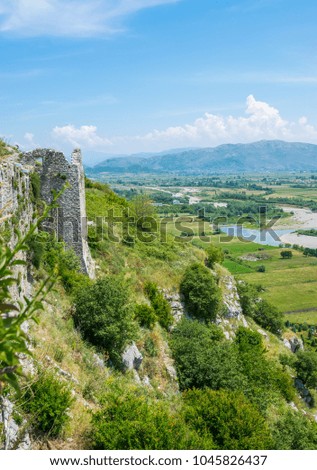Scenic views from the walls of the medieval fortress of Rozafa.