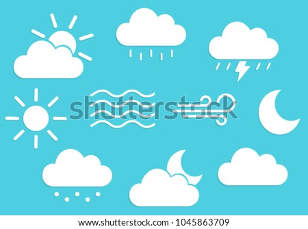 Weather icons set, isolated vector illustrations