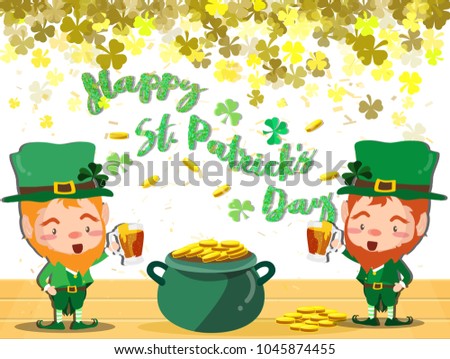 Happy Saint Patrick's day Festival. Irish celebration .Green clover shamrock leaves on isolate background for poster, greeting card, party invitation, banner other users Vector illustration