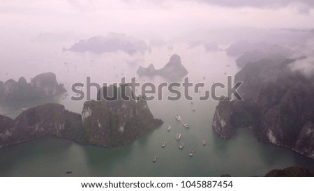 Aerial of Halong Bay, Vietnam