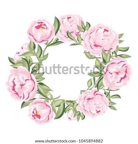 Wedding cards floral design. Invitation, menu, table number, thank you. White garden rose peony flower, pink peony, small leaves around, light colors, bouquet of greenery.vector illustration
