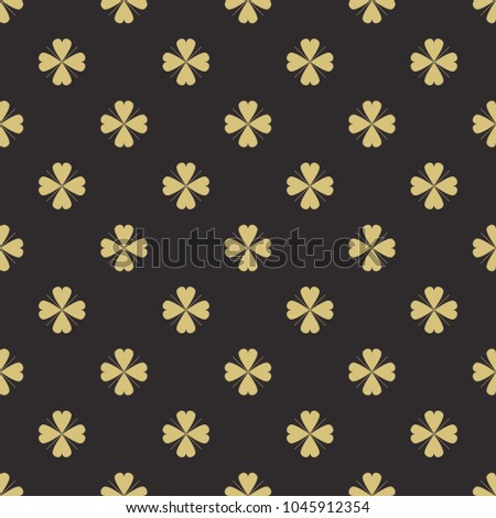 Seamless black and gold four leaf clover textile pattern vector