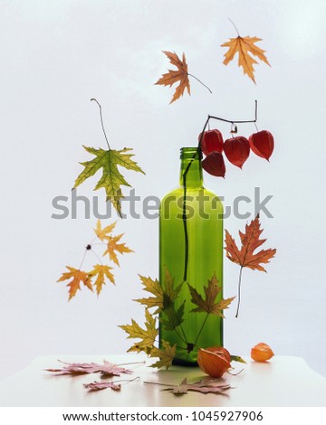 Autumn still life with falling
leaves