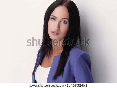 Business woman isolated on white background.