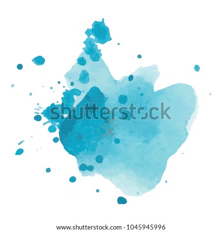 beautiful abstract blue watercolor art hand paint on white background,brush textures for logo.There is a place for text.Perfect stroke design for headline.luxury boutique Illustrations.