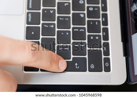 man office worker is typing keyboard, business technology and education concept
