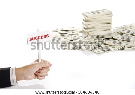 human hand holding success sign against white background