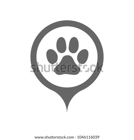 Pet location mark, sign, icon. Vector illustration